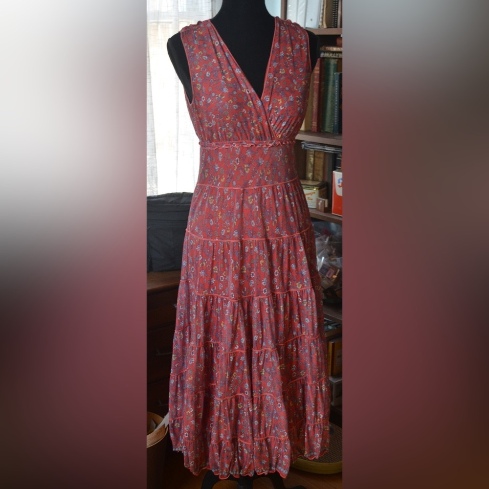 Chic Red Floral A-Line Dress